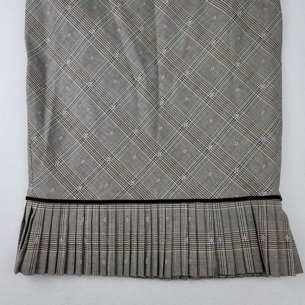 Intuitions Womens Vintage Plaid Pleated Hem Midi Skirt Brown Pink Size 4